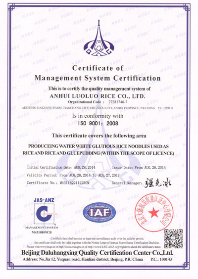 ISO9001证书英文版